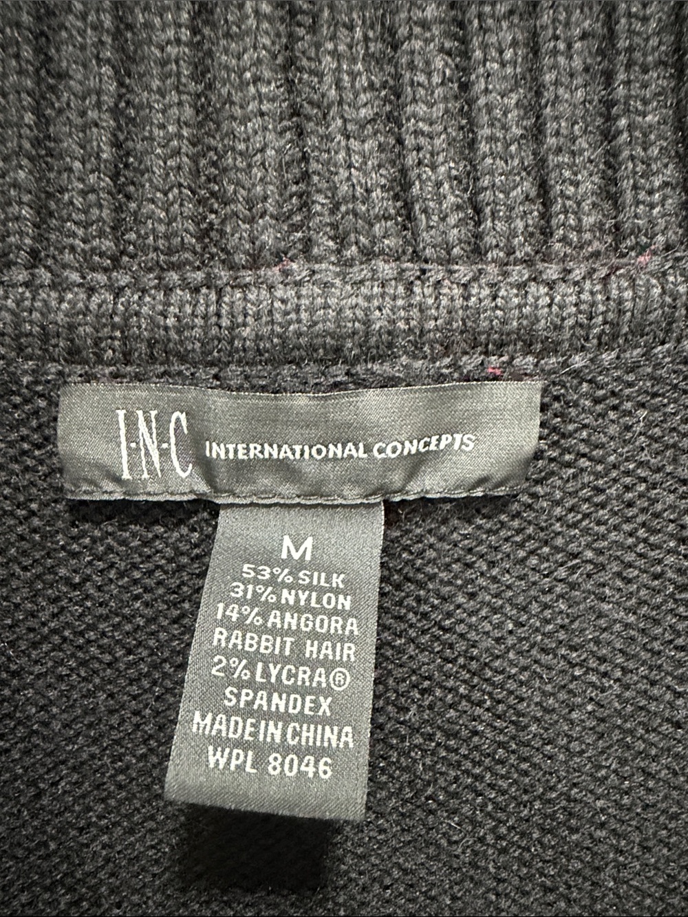 Black Shawl Collar INC International Button-Front Women’s Angora/Silk Sweater Md - Picture 3 of 5